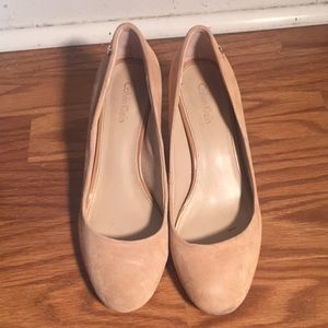 Calvin Klein nude suede low heels